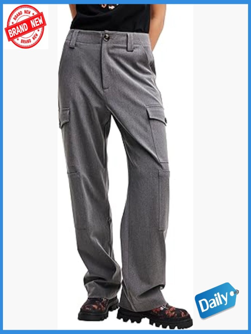 Wide Leg Cargo Trousers with Multiple Pockets